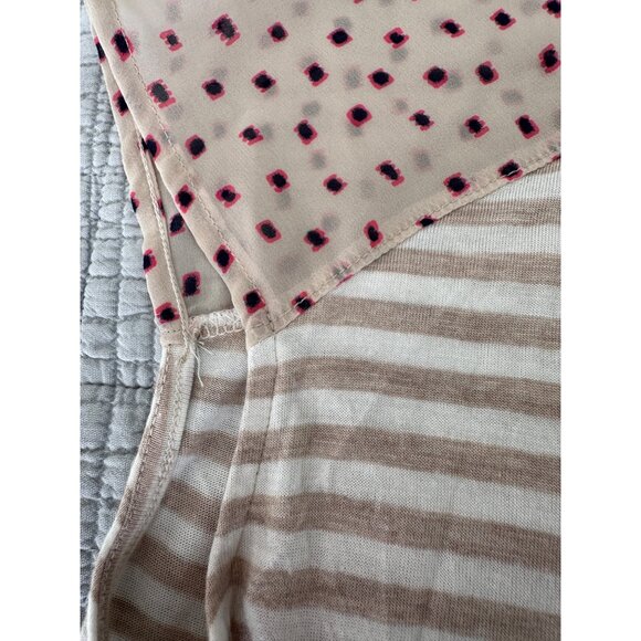 Anthropologie Little Yellow Button Top Women Small Stripe Polka Dot Sleeveless T - Picture 6 of 10